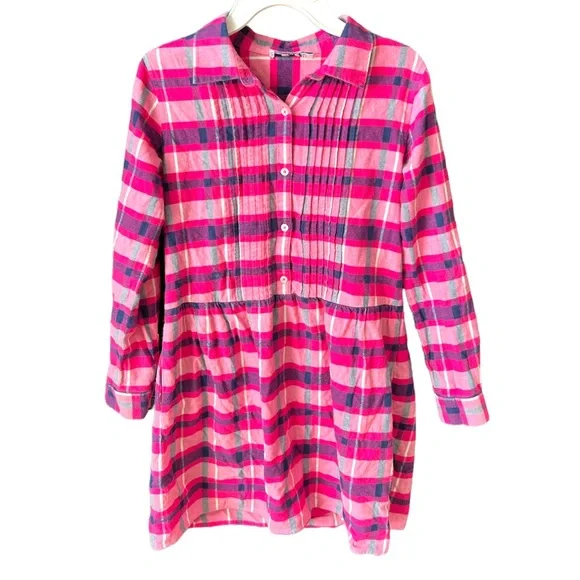 Pink Plaid Long Sleeve Dress - Picture 1 of 3